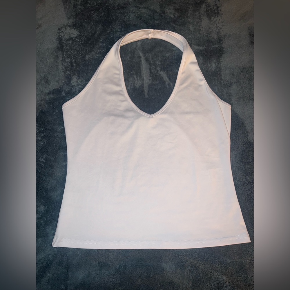 white cropped halter top